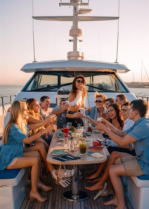 group-young-people-having-party-luxury-yacht